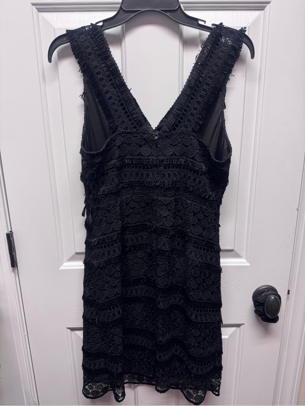 Sam Edelman Vintage date night tea Black Fringe Tassel Lace V Neck Party Dress 4 - Picture 2 of 3